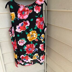 Who What Wear Floral Sleeveless Top - Black, Red, Yellow, size XXL